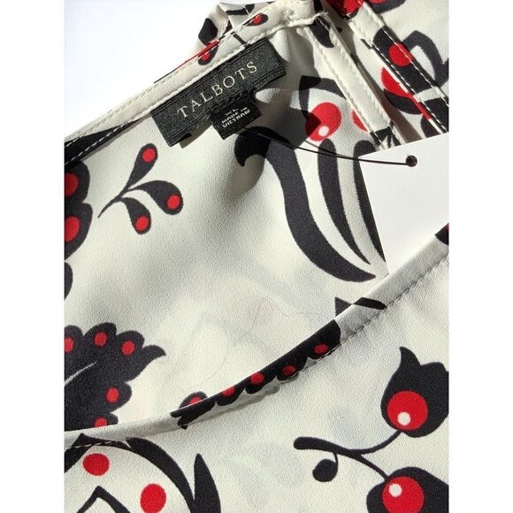 Talbots short sleeve light weight keyhole tailored cream berry crepe top NEW XL - Picture 3 of 10